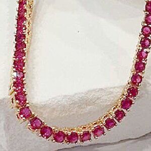 Gorgeous Ruby Fuschia Pink Diamondette (CZ) Tennis Necklace
